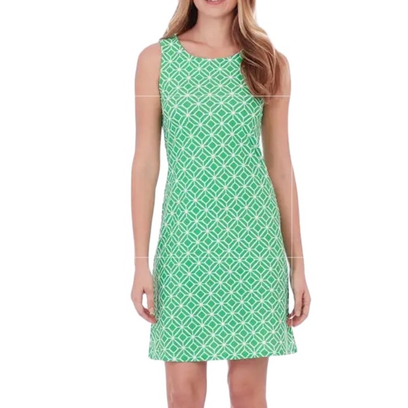 Jude Connally Beth Lime Green & White Printed Sleeveless Mini Dress - M - Picture 11 of 11